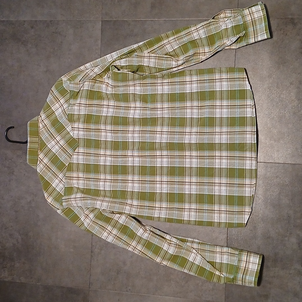 Hollister Olive Plaid Casual women's XL Snap Button Long Sleeve Shirt. - Picture 3 of 4
